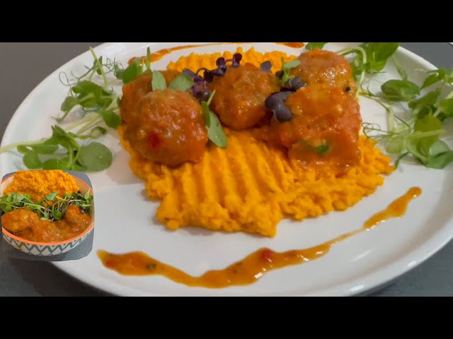 Vegan Meatballs with Carrot Mash & Gravy