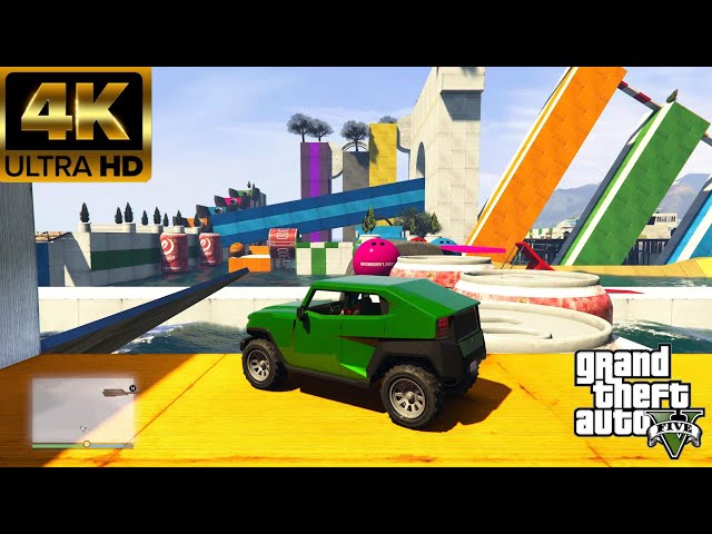 GTA5 Online parkour - Freecrawler Balls & Coke Cans Waterpark Stunt Gameplay