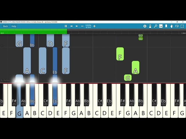 UMMAI VITTU ENGE NAAN POVEN Keyboard Notes G Minor 4/4 Bolly Tempo 80 | SAM