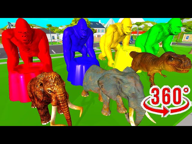 Crossing Fountain with Elephant Mammoth Meme VR 360° Video