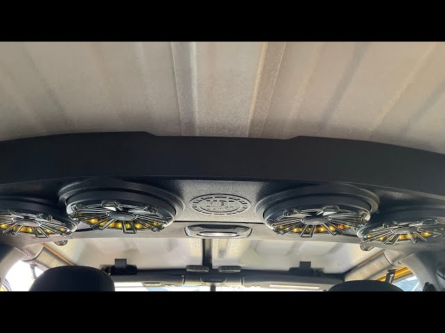 Jeep JLU MB Quart stage 4 system with added soundbar and tailgate subwoofer review.