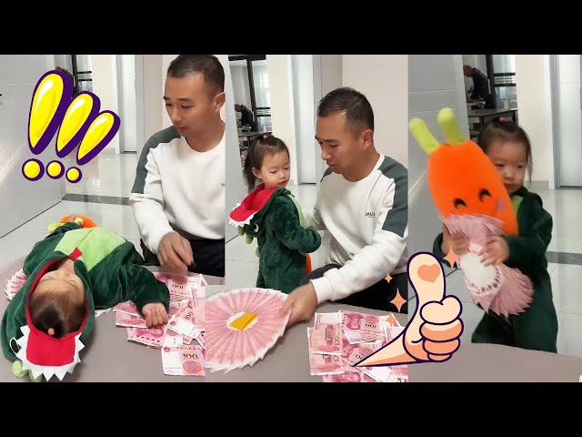 Dad Didn't Expect My Daughter's Doll Could Also Take Away Money#comedy#cutebaby#funnyvideos#smile