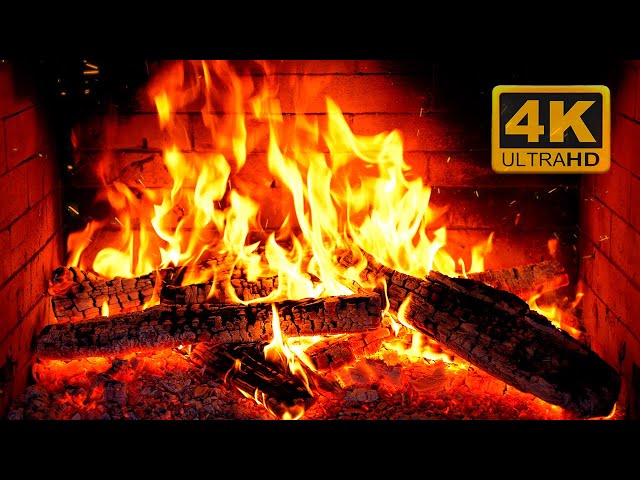 FIREPLACE 4K 🔥 Fireplace video with Burning Logs & Fire Sounds