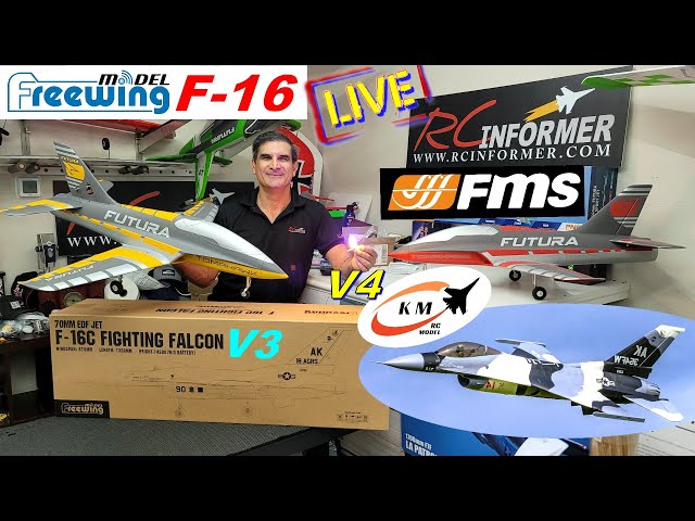 RCI LIVE - ***NEW*** FREEWING F-16 V3 UNBOXING - FMS FUTURA 64 - KMRC V4 UNIVERSAL AFTERBURNER