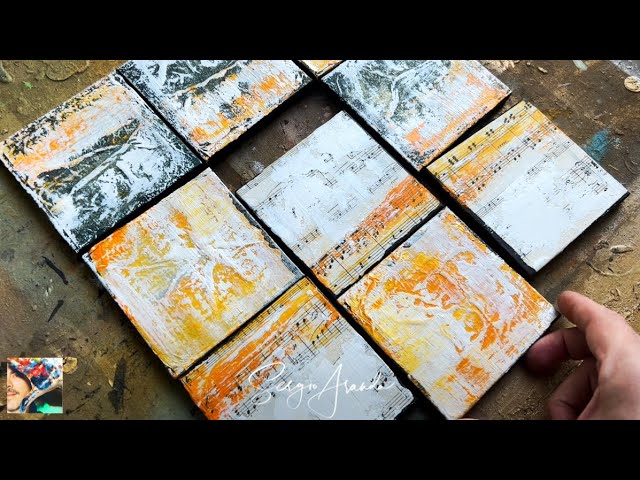 AMAZING mini squares WITH ALUMINUM and SHEET MUSIC: Abstract Art new take on an old medium - DIY Art