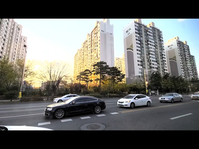 서울거리, Seoul street by bus, 잠실역, 롯데월드,  올림픽공원,  강동구청역, 천호역, Jamsil, Olympic Park, Cheonho Station