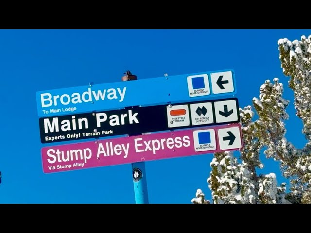 Skiing Saturday of Opening Weekend 2024 at Mammoth Mountain on Broadway from the top of Chair 6