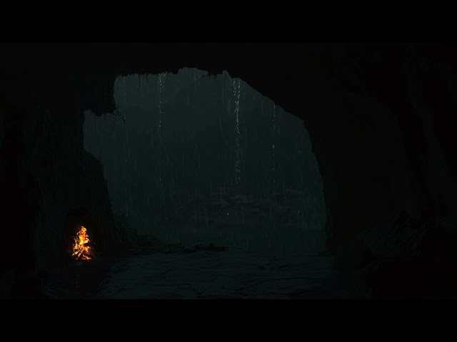 Cozy Cave Ambience – Crackling Fire, Gentle Rain, And Deep Sleep For Ultimate Relaxation 🌧️🔥🕯️