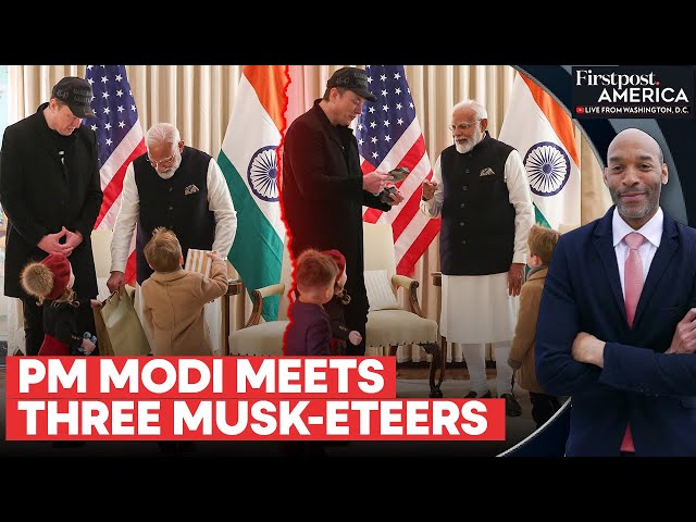 PM Modi Meets Elon Musk in Washington as His Kids Steal Spotlight | Firstpost America | N18G