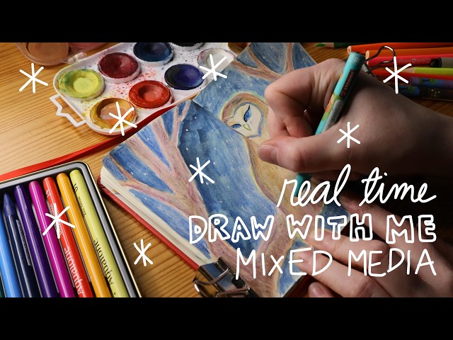 Real time draw with me 4K / Chill mixed media #sketchbook drawing process (no talking)