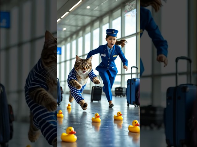 💖 Evolution of a Cat. Cat Chases Ducks in Airport Chaos. #cat #funny #ai #shorts 💖