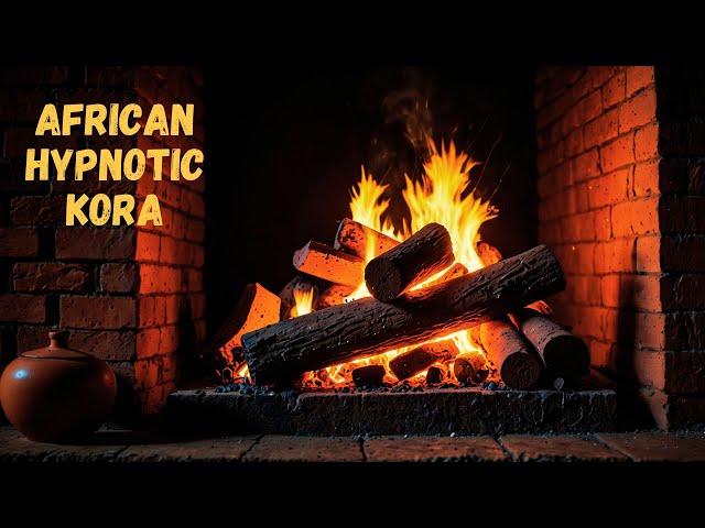 Hypnotic African Fireplace 🔥 | Deep Relaxation with Kora Music & Crackling Flames