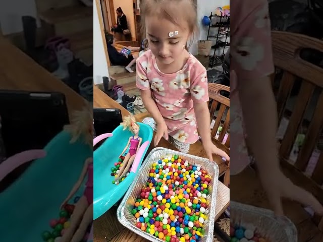 ASMR Cute Baby Girl Playing Gumball Candy and Baby Doll #baby #satisfying #asmr #shorts #babygirl