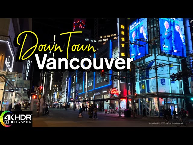 Vancouver Downtown Winter Night Walking Tour 🇨🇦 Vancouver, BC, Canada, Canada Tour, 4K HDR 60fps