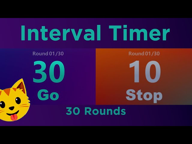 🏋🏋 Interval Timer 30 sec / 10 sec - 30 Rounds - (20 minute Workout)