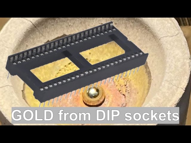 gold from DIP IC sockets foils cupellation