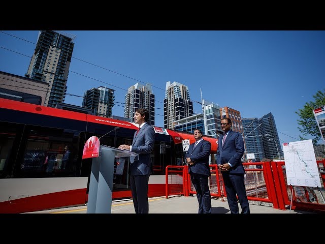 Prime Minister Trudeau makes an infrastructure announcement in Calgary, Alberta