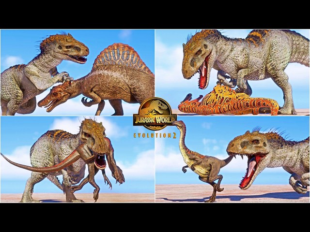 INDOMINUS REX 2.0 HUNTING ANIMATIONS VS ALL DINOSAURS | JURASSIC WORLD EVOLUTION 2