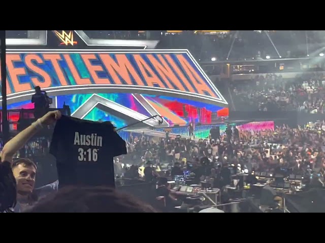 Stone Cold Steve Austin stunner on Byron Saxton and Post match celebration Wrestlemania 38 live