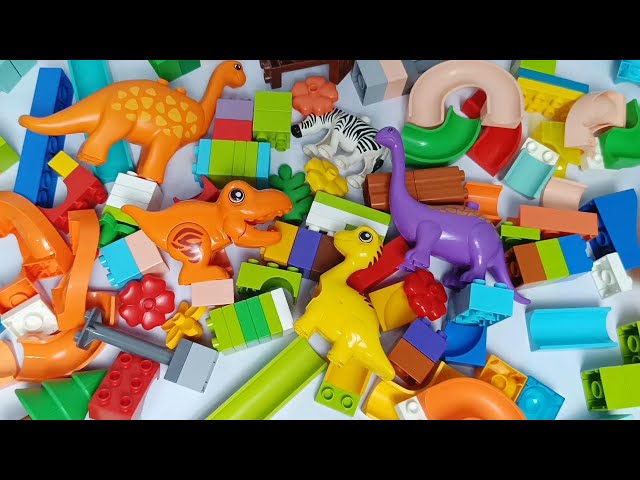 Satisfying Building Blocks Marble Run ASMR compilation ⭐funny dinosaurs course part 45 Live 13