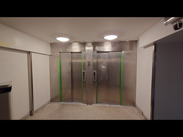 2x run-down KONE M Hydraulic Elevators @ Paradisgaraget in Huddinge centrum