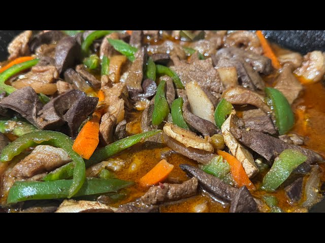 CUTTING AND COOKING MEAT & Pork LIVER ( IGADO)#asmr #cooking #trendingvideo