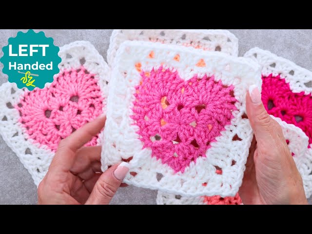 Easy Left-Handed Crochet Heart Granny Square – Must-Try for Beginners!