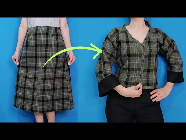 Basic Sewing Project for Beginners , How to Transform a skirt to a coat !