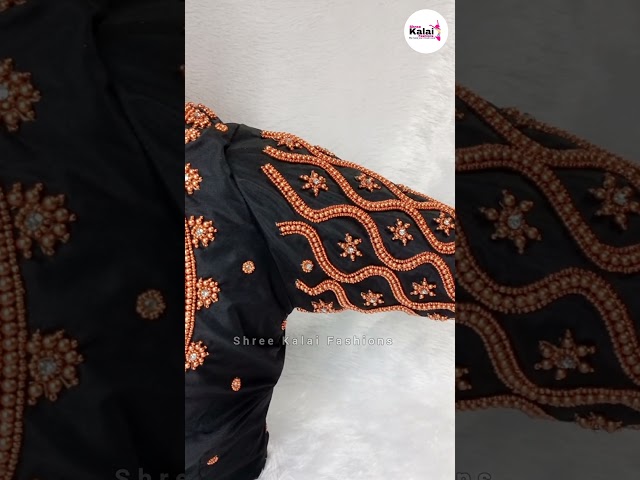 new aari work blouse | black | copper | wedding | sleeve | #shreekalaifashion #short #shortvideo #