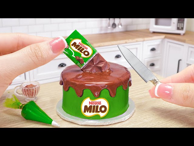 How to make Miniature Milo Cake in Real Life | Tiny Chocolate Cake Decorating by Miniature Cooking