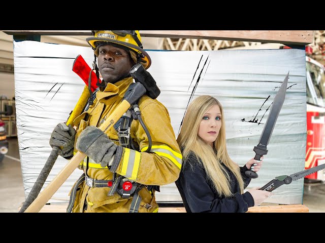 100 Layers Challenge vs An Actual Firefighter!