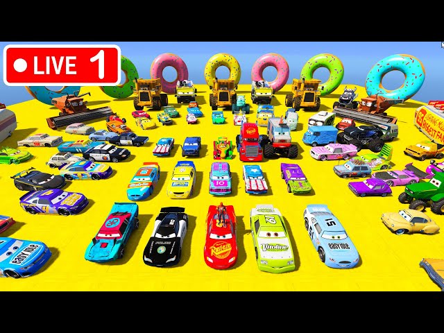 GTA V Mods Stunt Car Racing Challenge By SPIDER-MAN With Amazing DISNEY CARS AND MCQUEEN LIVE 1