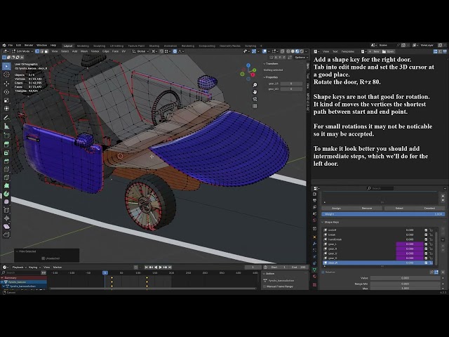 Car following a path in Blender with wheels turning automatically in the curves Part 3