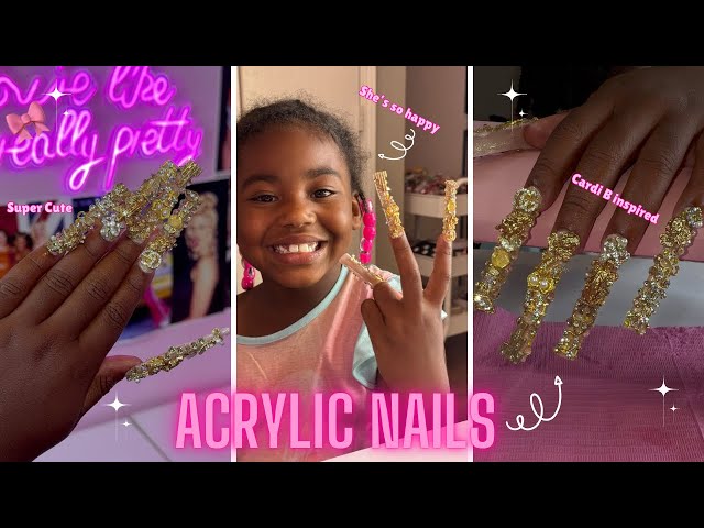 Little Girl Gets Extra Long Cardi B Inspired Acrylic Nails