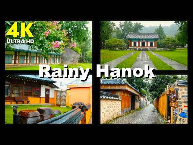 4K Rainy Video Clips | Korean Traditional Village | Stress Relief, Deep Sleep, Meditation