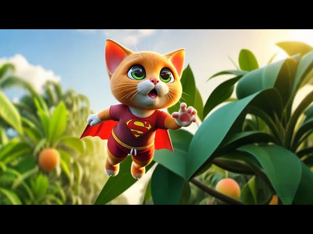 The Little Orange Cat Jumped Up To Pick Mangoes#cartoon#animation#funny#cat