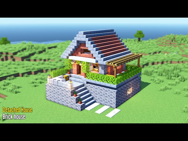 ⚒️ Minecraft Tutorial How To Build : Detached House 🏡 (Brick House) Build