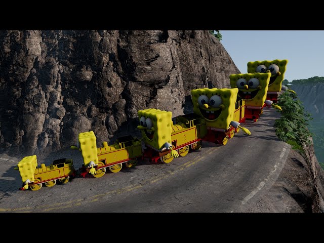 Big & Small Spongebob Cars Cars 3 Rails & Train BeamNG.Drive