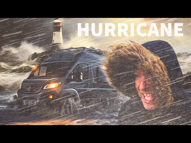 Hurricane, Massive Storm & Cozy Van Life Camping by the Ocean. 23 ft Waves & Heavy Rain #vanlife