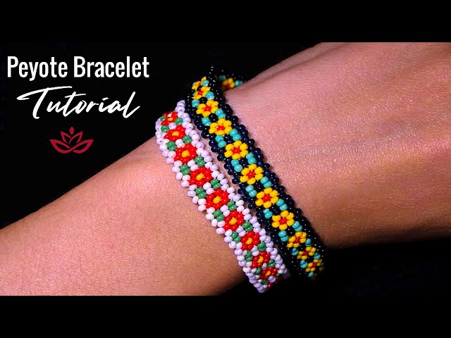 EASY Fine Flowers Peyote Bracelet - Beading Tutorial || DIY