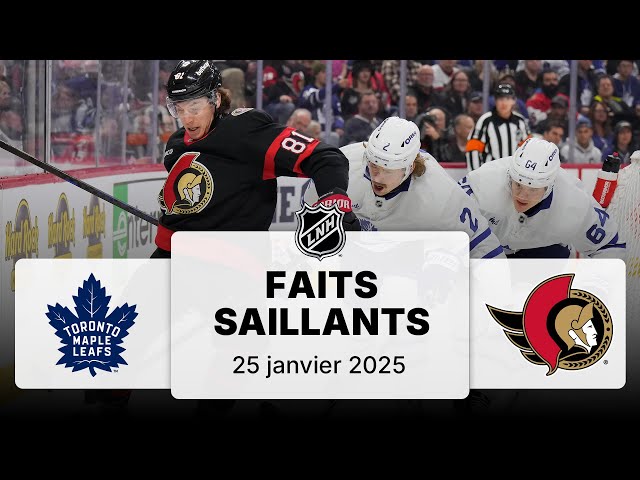 Maple Leafs vs Sénateurs 25/1/25 | Faits saillants