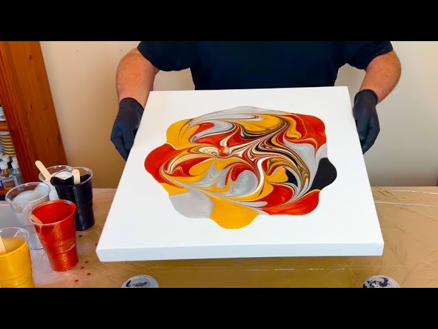 Groovy + Retro! Love METALLICS 💛🧡🩶 Swirls and lines WOW! Abstract Acrylic Art