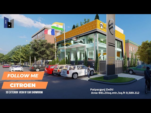 Proposed - 3D Exterior & Interior View Plan - Car Showroom  - Mr. Rajesh Jain