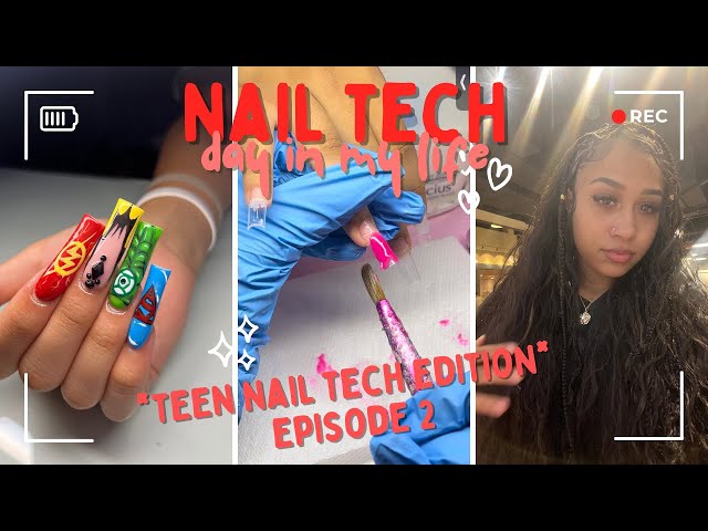 Day in the life of a teen nail tech *5 client nail day*