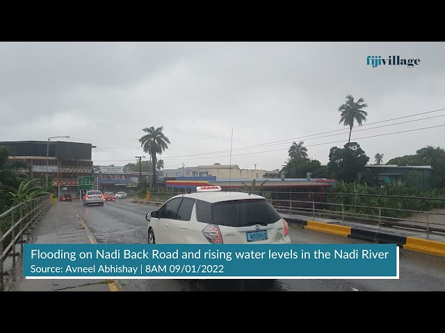 Flooding in Nadi Back Road and water levels rising