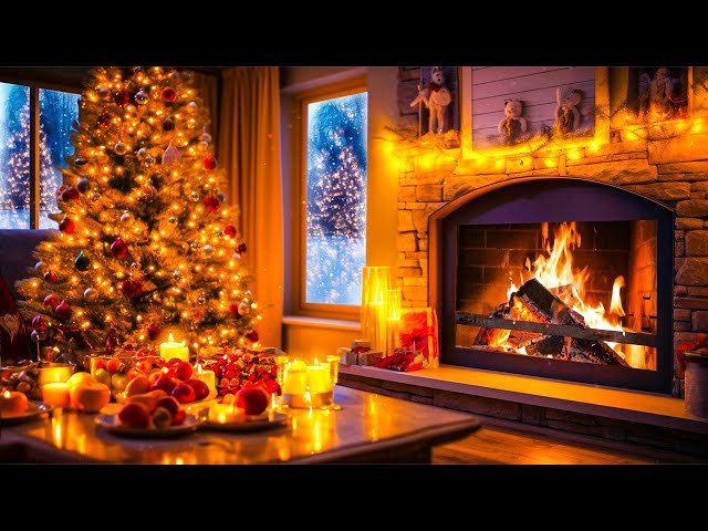 Beautiful Christmas Ambience 🎅🎄 Relaxing Christmas Music Fireplace 🔥 Christmas Fireplace Background