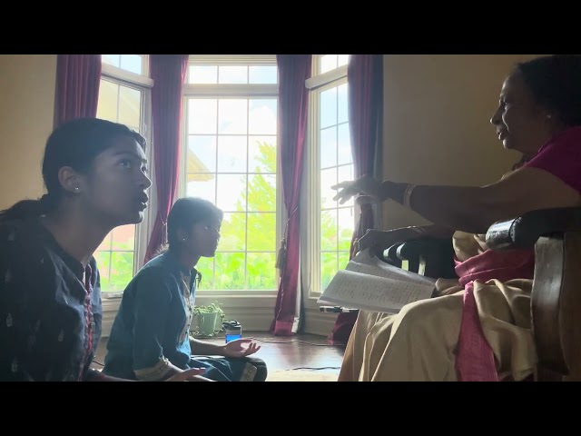 Composer Dr Rukmini Ramani teaching her Padha varnam to Aishwarya Shivaraman & Amrita Shivaraman