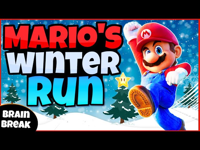 🍄 Mario's Winter Run ❄️ | Fitness Run | Brain Break | Mini-Games | GoNoodle Inspired