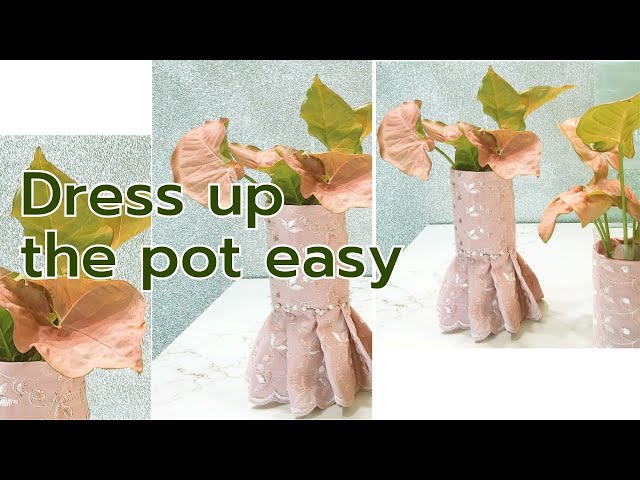 Quick And Easy Pot Decoration Hack: Dress Up With Pins Without Sewing | Divide Syngonium