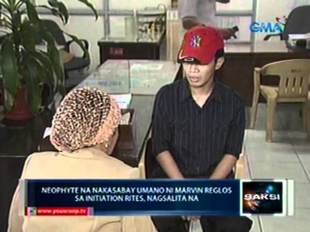 Saksi: Neophyte na nakasabay umano   ni Marvin Reglos sa initiation   rites, nagsalita na